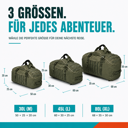 3-Wege-Outdoor-Reisetasche – Eine für alles unterwegs.