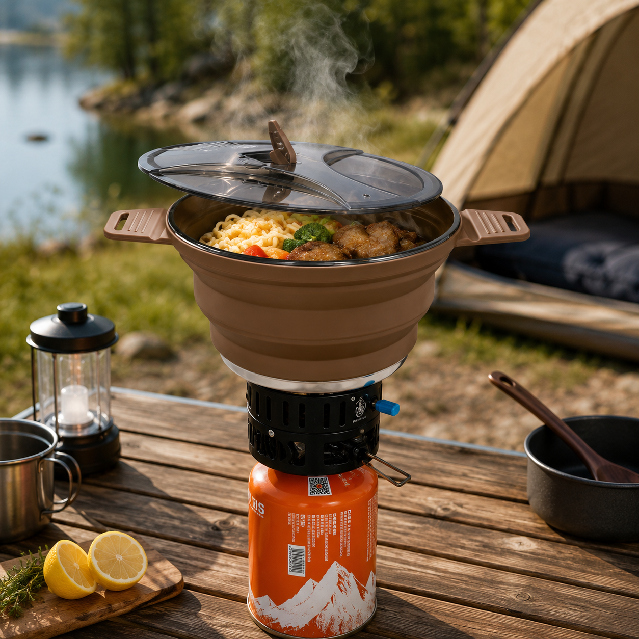 Faltbarer Silikon Camping Kochtopf 2,5L – Teekanne für Outdoor