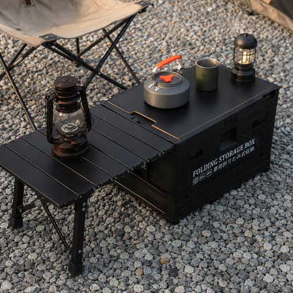 2-in-1 Faltbox mit ausklappbarem Campingtisch -  Clever unterwegs