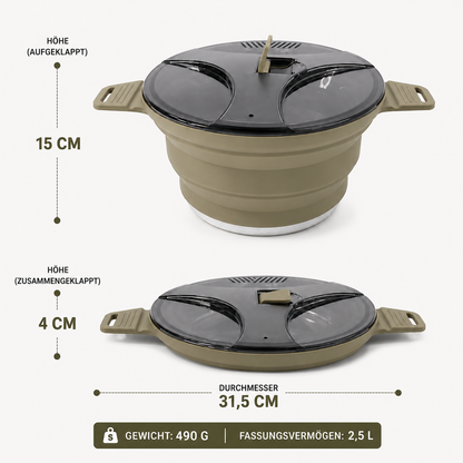 Faltbarer Silikon Camping Kochtopf 2,5L – Teekanne für Outdoor
