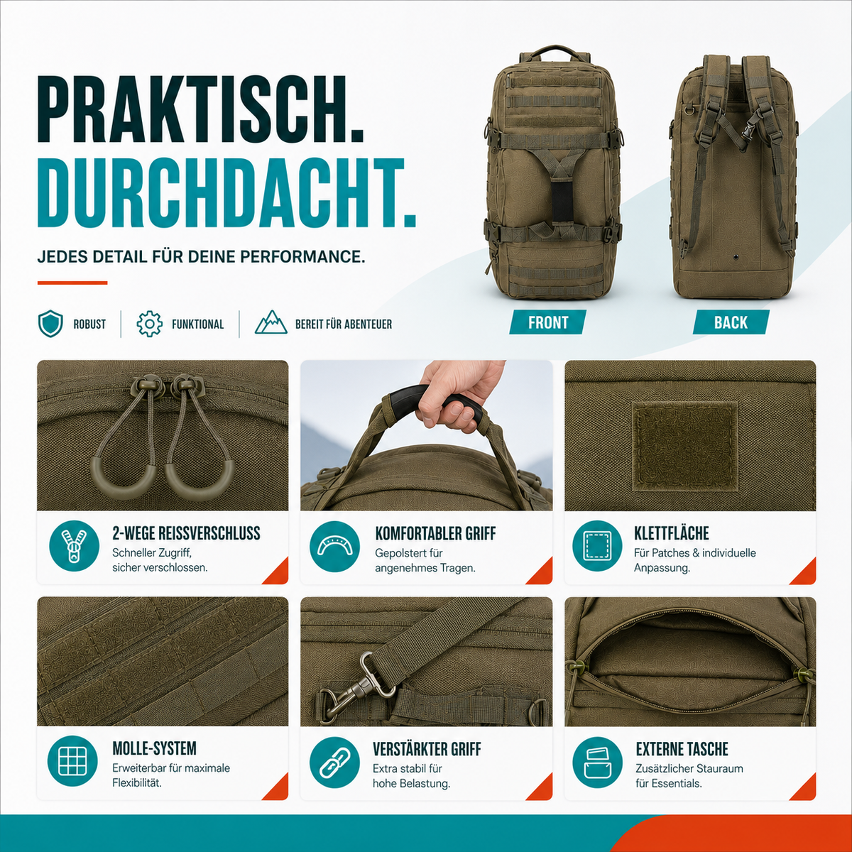 3-Wege-Outdoor-Reisetasche – Eine für alles unterwegs.