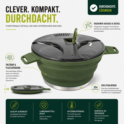 Faltbarer Silikon Camping Kochtopf 2,5L – Teekanne für Outdoor